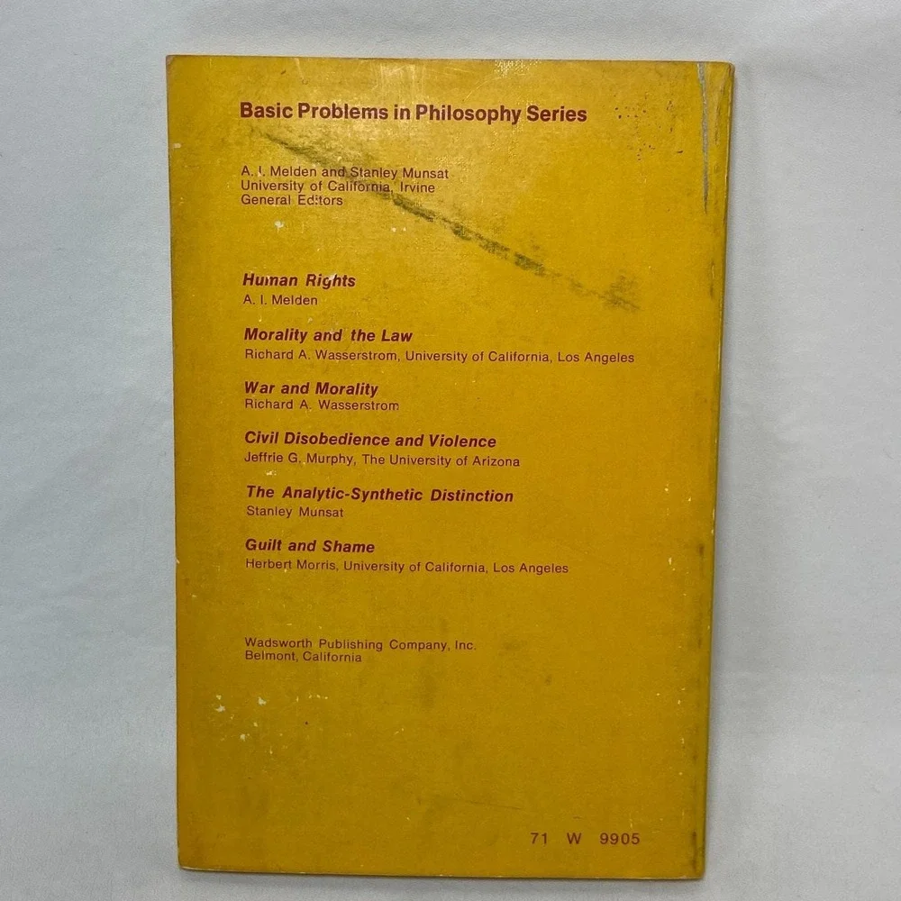 Civil Disobedience and Violence Jeffrie G Murphy 1970s 2nd Ed.‎ College Textbook